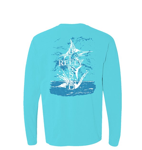 Reely Blessed Long Sleeve T-Shirt Lagoon Blue
